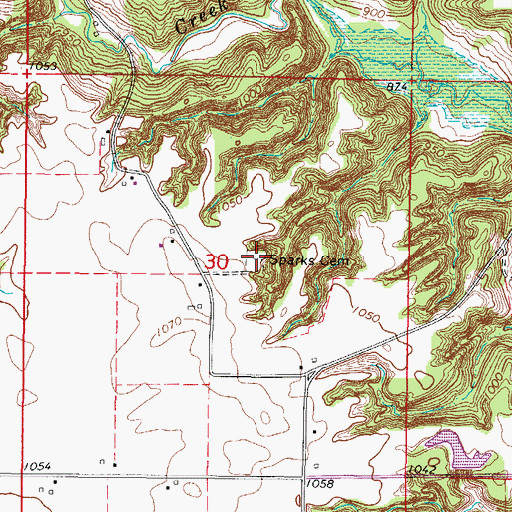 Topographic Map of Sparks Cemetery, IA