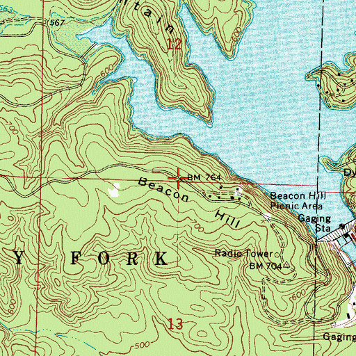 Topographic Map of Beacon Hill, AR