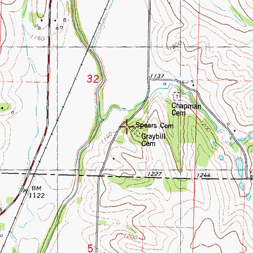 Topographic Map of Spears Cemetery, IA