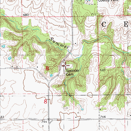 Topographic Map of Spencer Cemetery, IA