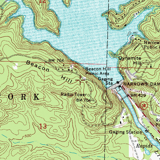 Topographic Map of Beacon Hill Picnic Area, AR