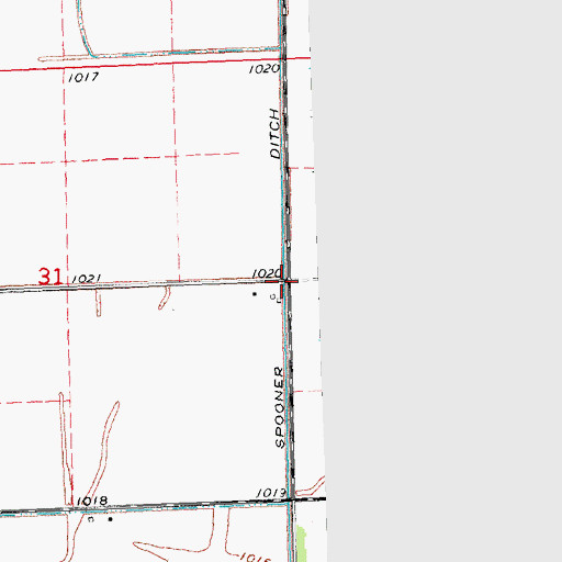 Topographic Map of Spooner Ditch, IA