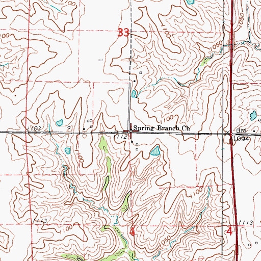 Topographic Map of Spring Branch Church, IA