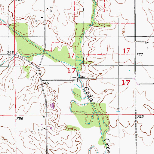 Topographic Map of Spring Creek, IA