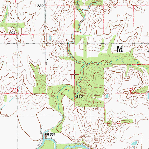 Topographic Map of Spring Creek, IA