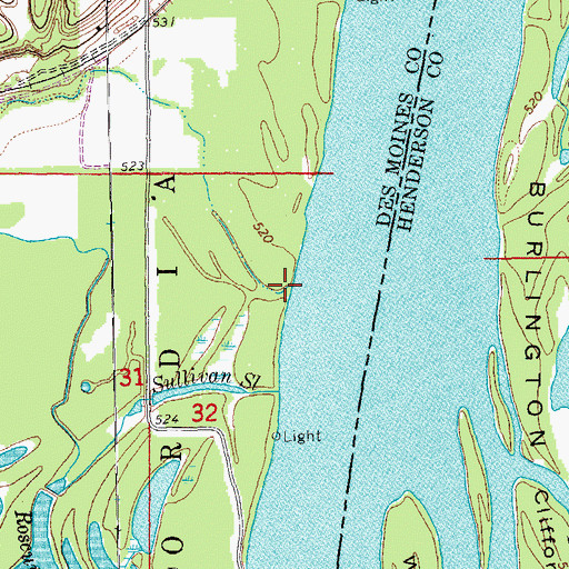 Topographic Map of Spring Creek, IA