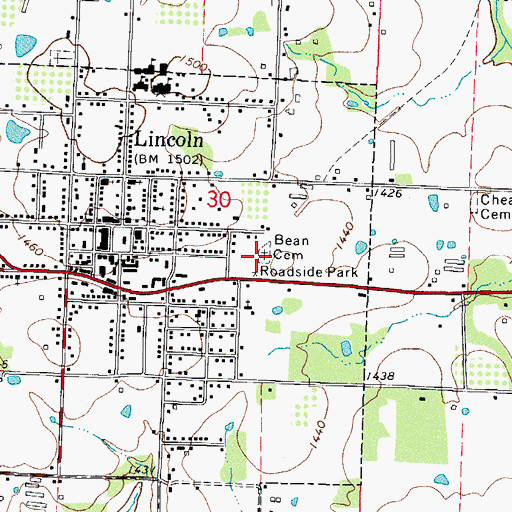 Topographic Map of Bean Cemetery, AR