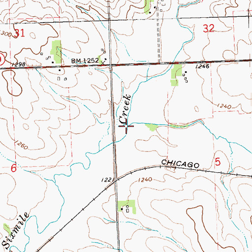 Topographic Map of Spring Creek, IA