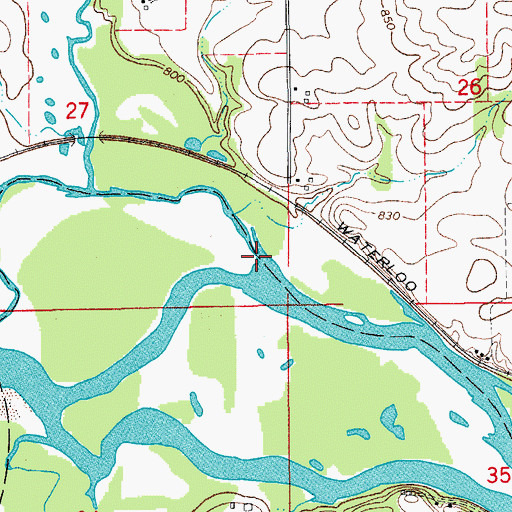 Topographic Map of Spring Creek, IA