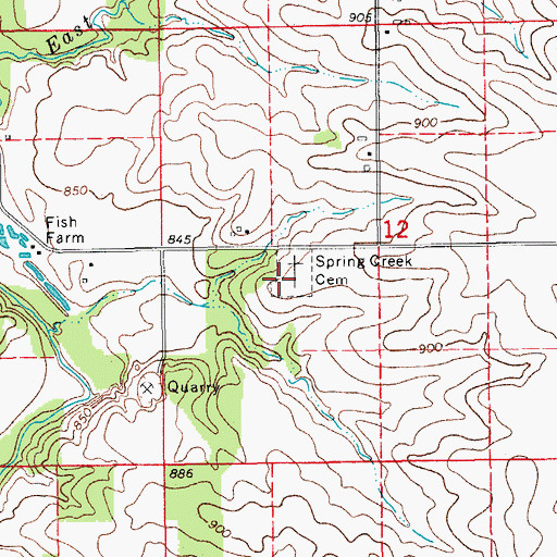 Topographic Map of Spring Creek Cemetery, IA