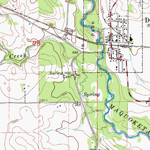 Topographic Map of Spring Hill Cemetery, IA