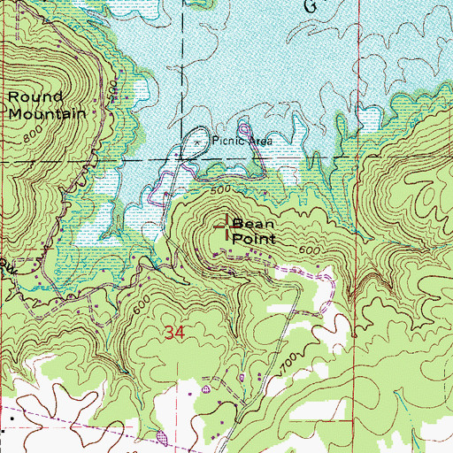 Topographic Map of Bean Point, AR