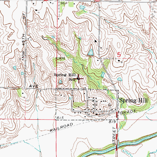 Topographic Map of Spring Hill School, IA
