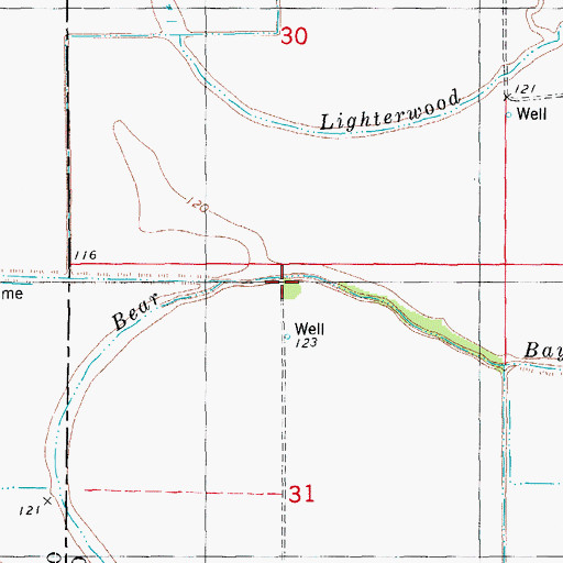 Topographic Map of Bear Bayou, AR
