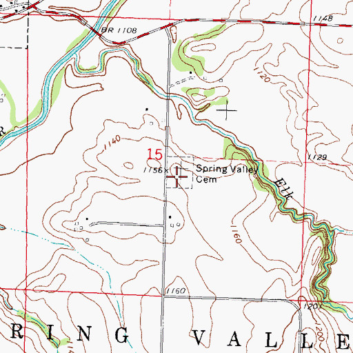 Topographic Map of Spring Valley Cemetery, IA