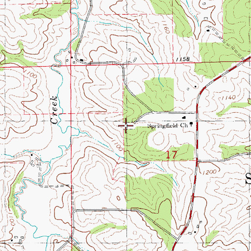 Topographic Map of Springfield Cemetery, IA