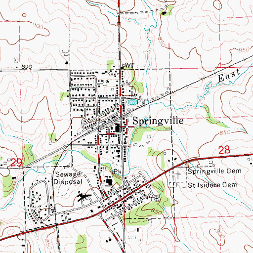 Topographic Map of Springville, IA