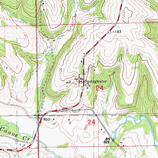 Topographic Map of Springwater Church, IA