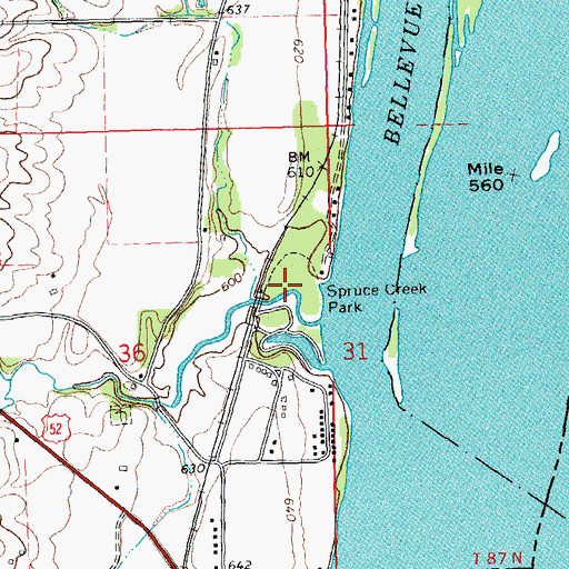Topographic Map of Spruce Creek Park, IA