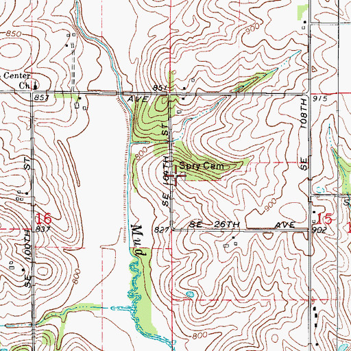 Topographic Map of Spry Cemetery, IA