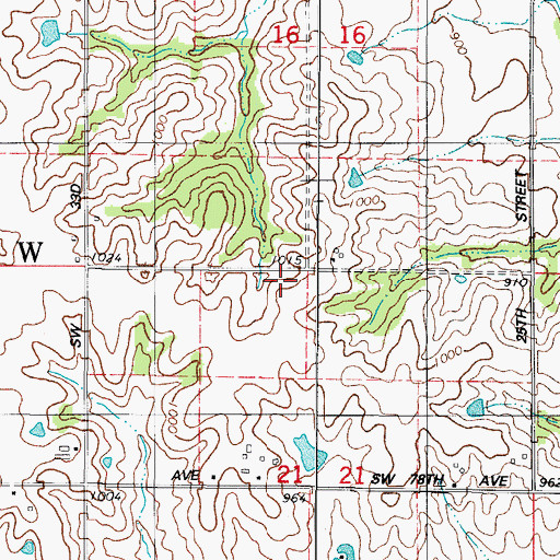Topographic Map of Squaw Center School, IA