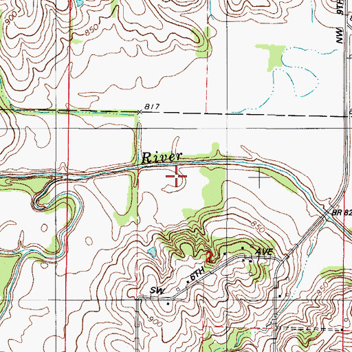 Topographic Map of Squaw Creek, IA