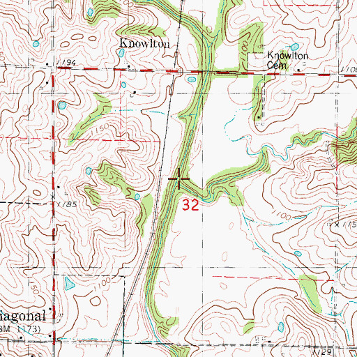 Topographic Map of Squaw Creek, IA