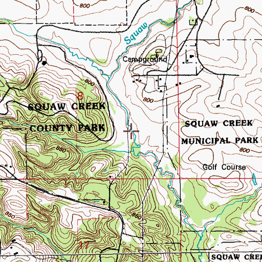 Topographic Map of Squaw Creek Regional Park, IA