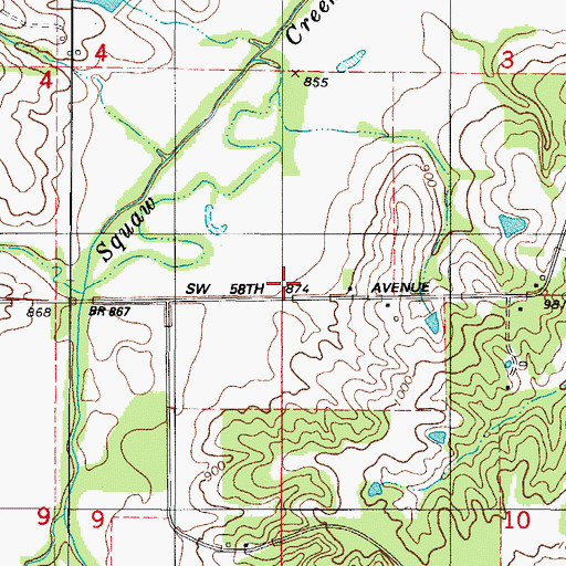 Topographic Map of Squaw Valley School, IA
