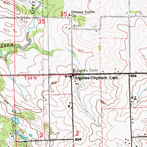 Topographic Map of Squires Cemetery, IA