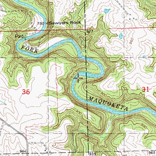 Topographic Map of Squirrel Island, IA