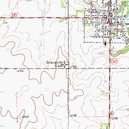 Topographic Map of Stacyville Cemetery, IA