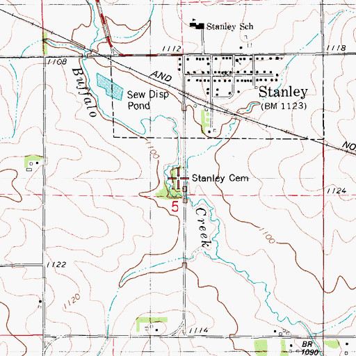 Topographic Map of Stanley Cemetery, IA