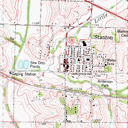 Topographic Map of Stanton, IA