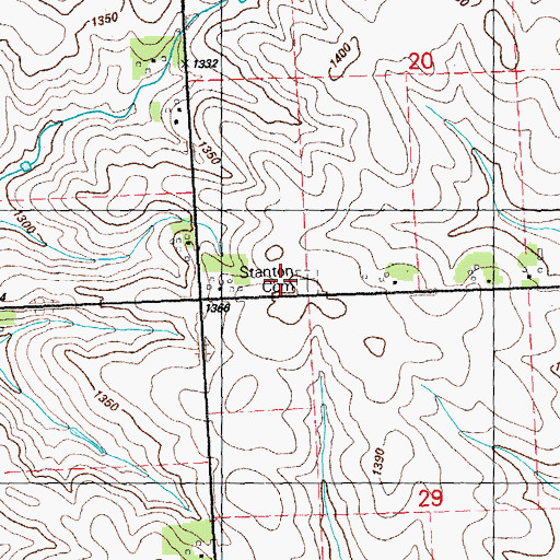 Topographic Map of Stanton Cemetery, IA