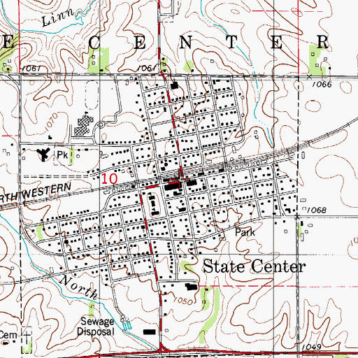 Topographic Map of State Center, IA