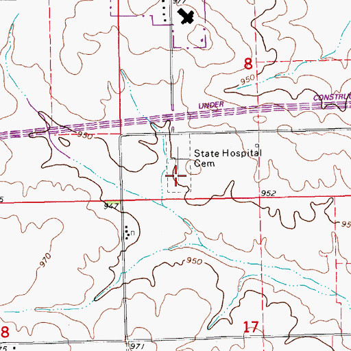 Topographic Map of State Hospital Cemetery, IA