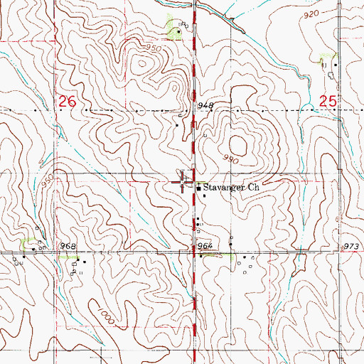 Topographic Map of Stavanger Friends Cemetery, IA