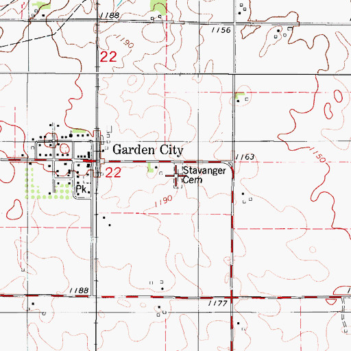 Topographic Map of Stavanger Norwegian Cemetery, IA