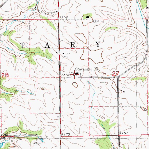 Topographic Map of Stavanger Cemetery, IA