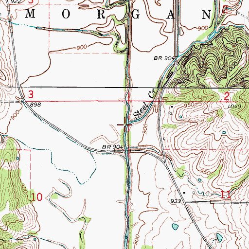 Topographic Map of Steel Creek, IA