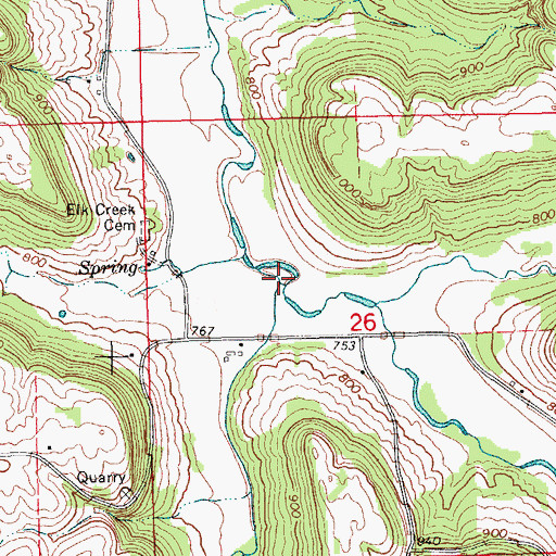 Topographic Map of Steeles Branch, IA