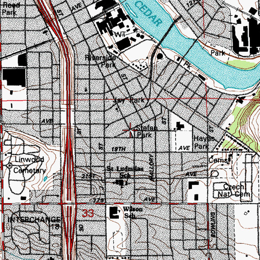 Topographic Map of Stefan Park, IA