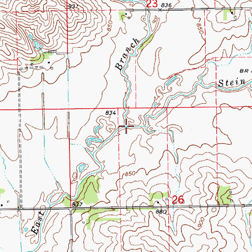 Topographic Map of Stein Creek, IA