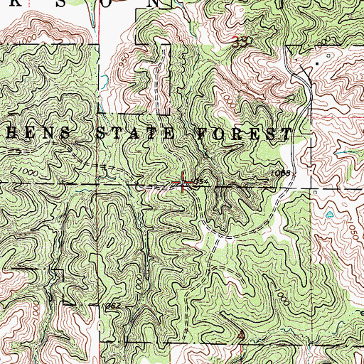 Topographic Map of Stephens State Forest - White Breast Unit, IA