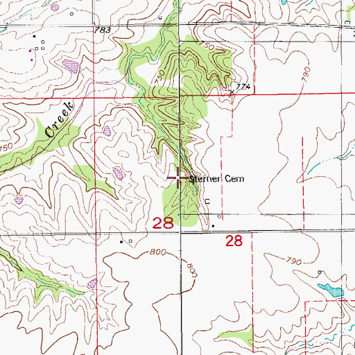 Topographic Map of Sterner Cemetery, IA