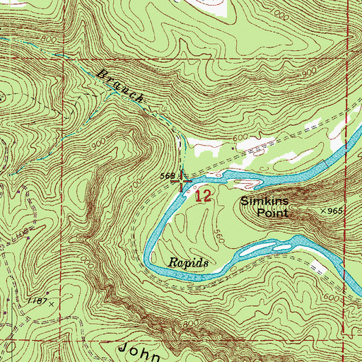 Topographic Map of Bear Branch, AR