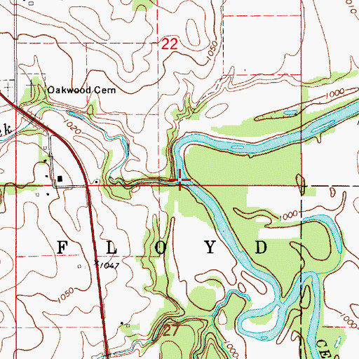 Topographic Map of Stewart Creek, IA