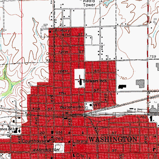 Topographic Map of Stewart Elementary School, IA