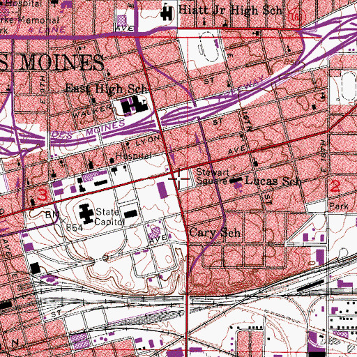 Topographic Map of Stewart Square, IA